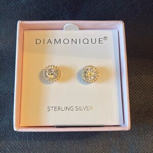 Diamonique halo stud earrings